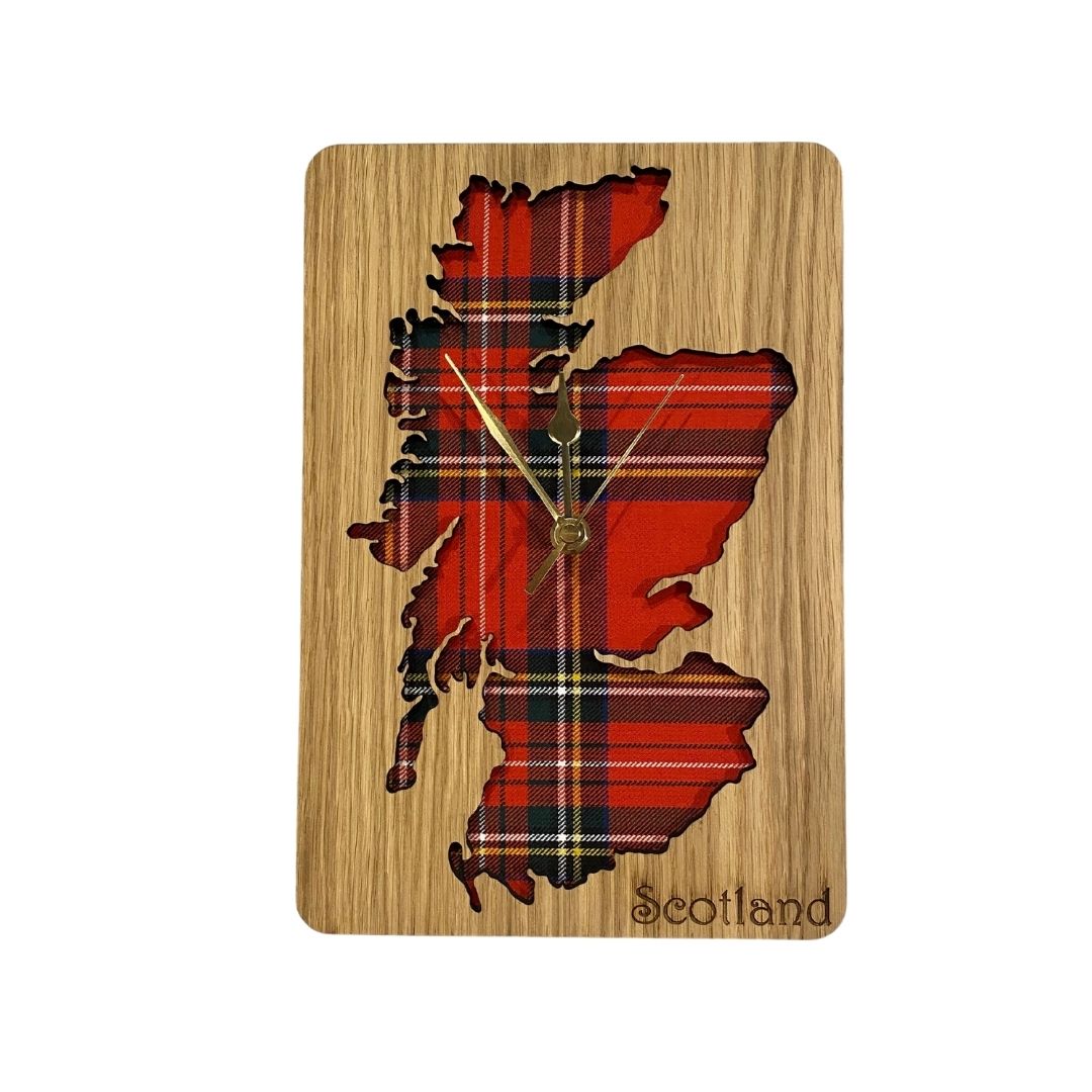 Medium Inset Scotland Map Clock Royal Stewart Keepsakes