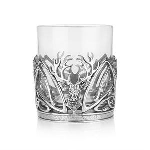 This specific design consists of a beautiful Stag and Thistle design clinging to the glass.