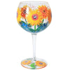 Flower Gin Glass Sunflowers & Blue Pansy