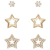 Indulgence - Gold CZ Crystal Star Trio Earrings