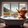 Framed Highland Cow in Bath Tub