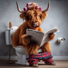 Framed Highland Cow on Toilet with Tartan Trousers