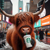 Framed Highland Cow with Starbucks