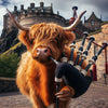 Framed Highland Cow With Bagpipes