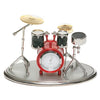 Silver & Red Drum Kit Clock