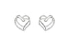 Indulgence -Rhodium Double Heart Crystal Earrings