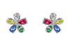 **Indulgence - Rhodium Multi Crystal Flower Stud Earrings