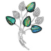 Indulgence - Silver Crystal Abalone Flower Brooch