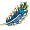 Indulgence - Gold Crystal Peacock Feather Brooch