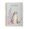 A4 Cat Notebook - Whiskers and Wild Flowers (Green)