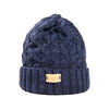 Aran Cable Beanie Hat - Navy