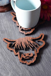 Wooden Coaster - Highland Cow