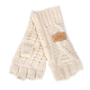 Aran Cable Fingerless Gloves - Cream