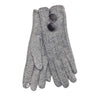 Ladies Herringbone Tweed Mini Pom Pom Glove - Silver