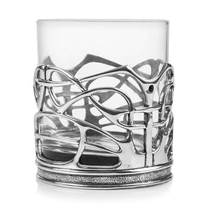 This specific design for our whisky tumbler consists of a beautiful pewter pattern with black enamel clinging to the glass. It makes for a beautiful addition to any dinner party or gathering and will definitely get people talking!