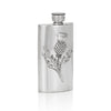 Luxury Pewter Hip flasks designs featuring an embossed thistle design.