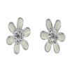 **Indulgence - White Daisy Silver Diamanté Earrings