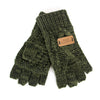 Aran Cable Fingerless Gloves - Dark Green