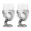 These beautiful glasses have a beautiful Dragon design that involves the dragon wrapping it's wings around the base of the glasses. Each Wine Glass Holder Pair comes in a beautiful black presentation box and consists of TWO Wine Glass Holders.
