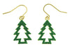 **Indulgence - Gold Christmas Tree Green Crystal Earrings
