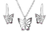 **Indulgence - Silver Butterfly Rose Stone Necklace Set