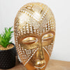 Ornate Gold Finish African Mask on Stand Sculpture