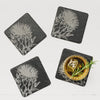 4 Slate Coasters - Contemporary Thistle